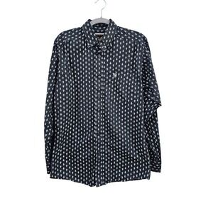 Ariat Mens Washington Fitted Long Sleeve Button Down Shirt Black Paisley Print S